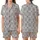 Modern Statement: Abstract Geometric Interlocking Pattern - Navy Grey Beige Wearable Design Satin Short-Sleeve Pajamas Set - 1
