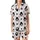Modern Style Lovers Stylized Minimalist Black Penguin Gold Heart White Background Tartan Plaid Crimson Navy Pattern Satin Short-Sleeve Pajamas Set - 2