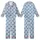 Women's Light Blue Rayon Sleep Tunic - Bridesmaid Elegant Black Script 'D' Pattern Kid Satin Pajamas Set - 1