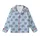Women's Light Blue Rayon Sleep Tunic - Bridesmaid Elegant Black Script 'D' Pattern Kid Satin Pajamas Set - 2