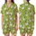 Festive Christmas Geese Pattern: Lime Green, Santa Hats, Lights, 'Merry Duckmas' - Whimsical Holiday Art Satin Short-Sleeve Pajamas Set - 1