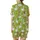 Festive Christmas Geese Pattern: Lime Green, Santa Hats, Lights, 'Merry Duckmas' - Whimsical Holiday Art Satin Short-Sleeve Pajamas Set - 3