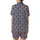 Women's Soft Cotton Pajamas: Dusty Blue Hand Block Print Rose Pink Indigo Floral Motif Satin Short-Sleeve Pajamas Set - 3