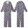Women's Soft Cotton Pajamas: Dusty Blue Hand Block Print Rose Pink Indigo Floral Motif Kid Satin Pajamas Set - 1