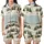 Winter Wonderland Dream: Santa, Deer & Moose Snowy Forest Narrative - Hand-Drawn Storybook Graphic Satin Short-Sleeve Pajamas Set - 1