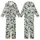 Bridesmaid Muted Sage Abstract Feather Pattern Luxury Loungewear Set with Removable Cuffs Kid Satin Pajamas Set - 1