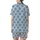 Women's Light Blue Rayon Sleep Tunic - Bridesmaid Elegant Black Script 'D' Pattern Satin Short-Sleeve Pajamas Set - 3