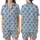 Women's Light Blue Rayon Sleep Tunic - Bridesmaid Elegant Black Script 'D' Pattern Satin Short-Sleeve Pajamas Set - 1