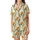 Bridesmaid White Silk Peignoir Pajama Set: Bird of Paradise & Delicate Lace Floral Print Satin Short-Sleeve Pajamas Set - 2