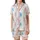 Adorable Chenille Bunny Pattern: Sky Blue & Pink Stylized Rabbit Seamless Print Satin Short-Sleeve Pajamas Set - 2