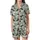 Bridesmaid Muted Sage Abstract Feather Pattern Luxury Loungewear Set with Removable Cuffs Satin Short-Sleeve Pajamas Set - 2