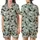 Bridesmaid Muted Sage Abstract Feather Pattern Luxury Loungewear Set with Removable Cuffs Satin Short-Sleeve Pajamas Set - 1