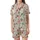 Dog Lover's Whimsical Tropical Party Art: Retro Greyhounds & Flamingos - Muted Greige Design Satin Short-Sleeve Pajamas Set - 2
