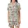 Vintage Tropical Christmas Design Pattern: Santa Flamingo Reindeer Beach Palm Toile Engraving Satin Short-Sleeve Pajamas Set - 2