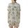 Vintage Tropical Christmas Design Pattern: Santa Flamingo Reindeer Beach Palm Toile Engraving Satin Short-Sleeve Pajamas Set - 3