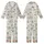 Vintage Tropical Christmas Design Pattern: Santa Flamingo Reindeer Beach Palm Toile Engraving Kid Satin Pajamas Set - 1