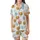 Pancakes & Pajamas Theme: Whimsical Golden Breakfast & Cozy Blue Green Pattern Pajamas Satin Short-Sleeve Pajamas Set - 2