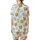 Pancakes & Pajamas Theme: Whimsical Golden Breakfast & Cozy Blue Green Pattern Pajamas Satin Short-Sleeve Pajamas Set - 3