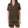 Heritage Style Forest Green Red Tartan Plaid Pattern Graphic Design Satin Short-Sleeve Pajamas Set - 2