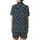 Juliette Women's French Linen Pajamas: Charcoal Blue Organic Leaf Sleep Set Satin Short-Sleeve Pajamas Set - 3