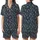 Juliette Women's French Linen Pajamas: Charcoal Blue Organic Leaf Sleep Set Satin Short-Sleeve Pajamas Set - 1