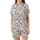 Women's Personalized Sleep Set: Taupe Gingham 'Love Joy Celebrate' Script Lounge Wear Satin Short-Sleeve Pajamas Set - 2
