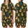 Festive Fan: Whimsical Christmas Duck Pattern with Santa Hats & Holly Berries - Unique Motif Satin Short-Sleeve Pajamas Set - 1