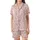 Winter Sweetheart: Playful Two-Tone Rose Candy Cane & Peppermint Pattern - Blush Pink Holiday Motif Satin Short-Sleeve Pajamas Set - 2