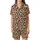 Dynamic Organic Texture: Chocolate Brown & Cream Abstract Earth Pattern - Seamless All-Over Graphic Satin Short-Sleeve Pajamas Set - 2