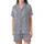 Women's Hand-Printed Periwinkle Botanical Block Print Organic Cotton Sleep Set Satin Short-Sleeve Pajamas Set - 2