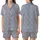 Women's Hand-Printed Periwinkle Botanical Block Print Organic Cotton Sleep Set Satin Short-Sleeve Pajamas Set - 1