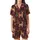 Golden Doodle Christmas Design: Whimsical Reindeer Dogs, Trees & Candy Cane Pattern Satin Short-Sleeve Pajamas Set - 2