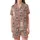 Cozy Bear Lover: Dusty Rose Taupe Whimsical Cartoon Bear Paw Print Comfort Wear Satin Short-Sleeve Pajamas Set - 9TFRSI3KSS