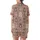 Cozy Bear Lover: Dusty Rose Taupe Whimsical Cartoon Bear Paw Print Comfort Wear Satin Short-Sleeve Pajamas Set - 3