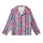 Women's Hand Block Printed Cotton Pajama Set: Navy Stripe & Pink Floral Motif Kid Satin Pajamas Set - 2