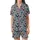 Seamless Batik Artwork: Stylized Bat Lotus Vine Repeat Pattern - Muted Indigo Design Satin Short-Sleeve Pajamas Set - 2