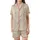 Celebration Ready Champagne Beige Rosebud Flute Pattern - Delicate Gold Blush Botanical Print Satin Short-Sleeve Pajamas Set - 2