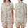 Vintage Donkey & Wheat Pattern: Hand-Drawn Pen & Ink Grayscale Sketch Motif Satin Short-Sleeve Pajamas Set - 1