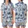 Azure Blooms Pyjama Set: Hand-Drawn Indigo Tropical Birds 100% Cotton Loungewear Gift Satin Short-Sleeve Pajamas Set - 1