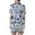 Azure Blooms Pyjama Set: Hand-Drawn Indigo Tropical Birds 100% Cotton Loungewear Gift Satin Short-Sleeve Pajamas Set - 3