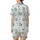 Sewing Enthusiast's Dream: Teal Machine, Thimble & Scissors Seamless Illustrative Design Satin Short-Sleeve Pajamas Set - 3
