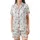 Bridal Slip | Pearl Rose Botanical Feather Motif Sleepwear Satin Short-Sleeve Pajamas Set - 2