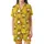 Playful Yellow Duck Pattern: Seamless Swimming Cartoon Ducks Flat Art Print Satin Short-Sleeve Pajamas Set - 2