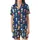 Cat Lover's Royal Blue Christmas: Playful Cartoon Cats in Festive Stockings All-Over Pattern Satin Short-Sleeve Pajamas Set - 2