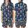 Cat Lover's Royal Blue Christmas: Playful Cartoon Cats in Festive Stockings All-Over Pattern Satin Short-Sleeve Pajamas Set - 1