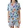 Festive Hanukkah Blue & Gold Menorah Dreidel Sufganiyot Watercolor Design Satin Short-Sleeve Pajamas Set - 2