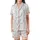 Cozy Loungewear Pajamas: Minimalist Black White Pajama & Heart Pattern Satin Short-Sleeve Pajamas Set - 2