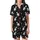 Cat Lovers' High-Contrast Black & White Cats Seamless Pattern with Stylized Hearts & Intertwined Tails Satin Short-Sleeve Pajamas Set - 2