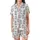 Women's Kawaii Capybara Sleep Set: Greyscale Blush Pink Imitation Silk Pajama Set Satin Short-Sleeve Pajamas Set - 2