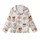 Cat Lovers' Whimsical Seamless Cartoon Cats Pattern: Light Pink, Peach, Gray Felines with Sunglasses & Red Bow Ties Kid Satin Pajamas Set - 2